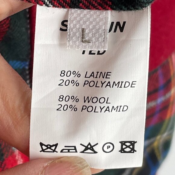 Sessun France Ted Red Cropped Pea Coat Double-Breast Wool-Blend Knit Trim Large - Picture 12 of 14